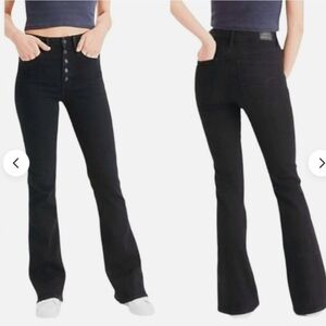 American Eagle Women's Jeans Curvy Highest Rise Flare Button Fly Black Size 22